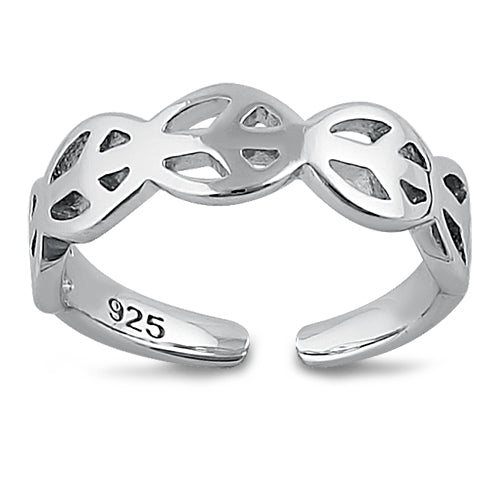 Sterling Silver Multiple Peace Sign Toe Ring