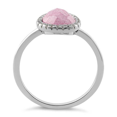 Sterling Silver Offset Oval Pink Ice Galaxy CZ Ring
