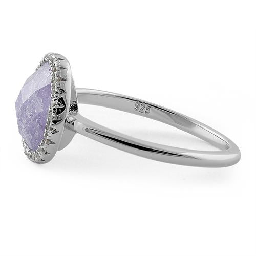 Sterling Silver Offset Oval Purple Ice Galaxy CZ Ring