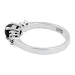 Sterling Silver Black Onyx Round Marcasite Ring