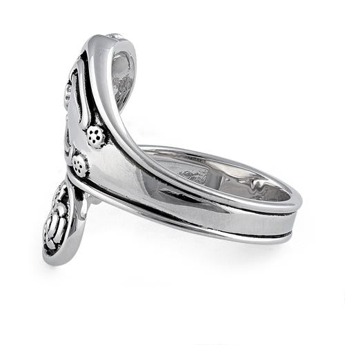Sterling Silver Flower Blossoms Spoon Ring