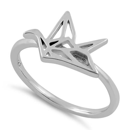 Sterling Silver Origami Flying Bird Ring