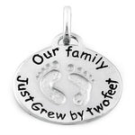 Sterling Silver "Our Family Just Grew by Two Feet" Charm Pendant