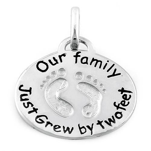Sterling Silver "Our Family Just Grew by Two Feet" Charm Pendant
