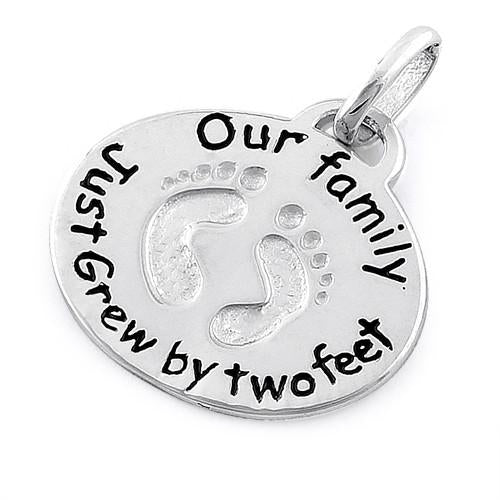 Sterling Silver "Our Family Just Grew by Two Feet" Charm Pendant