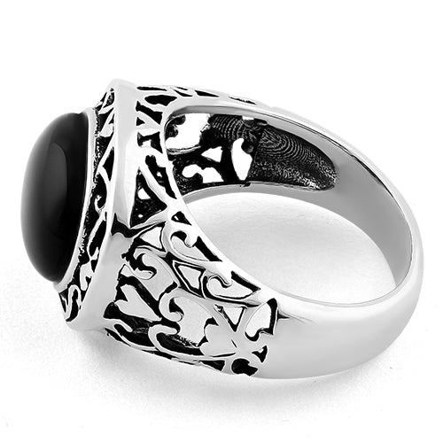 Sterling Silver Oval Black Onyx Celtic Ring