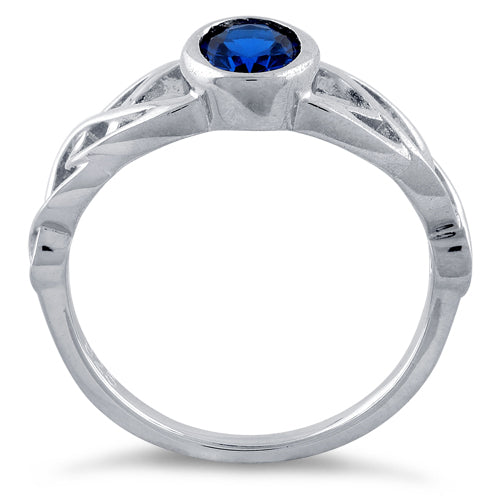 Sterling Silver Oval Blue CZ Ring