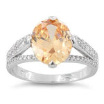 Sterling Silver Oval Champagne CZ Ring