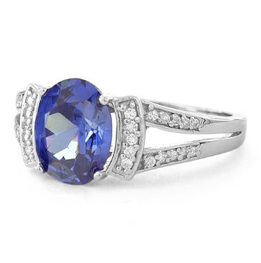 Sterling Silver Oval Channel Tanzanite CZ Ring