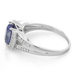 Sterling Silver Oval Channel Tanzanite CZ Ring