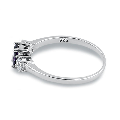 Sterling Silver Oval Cut Amethyst CZ Ring