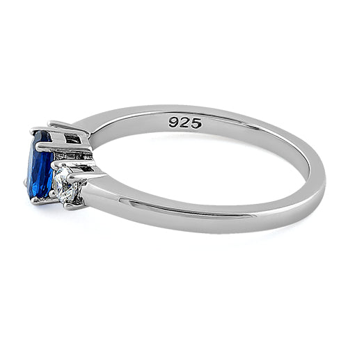 Sterling Silver Oval Cut Blue Spinel CZ Ring