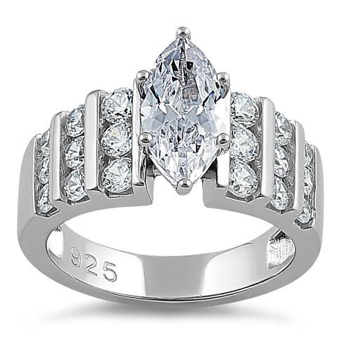 Sterling Silver Marquise Cut Clear CZ Ring