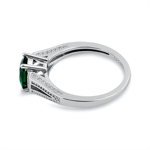 Sterling Silver Oval Emerald CZ Ring