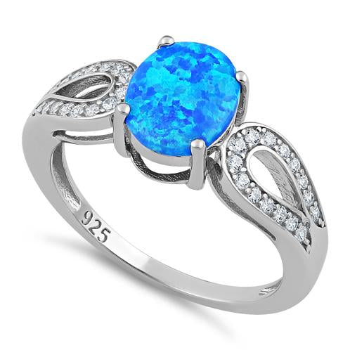 Sterling Silver Oval Lab Opal CZ Ring