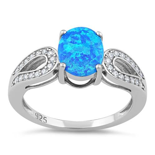 Sterling Silver Oval Lab Opal CZ Ring