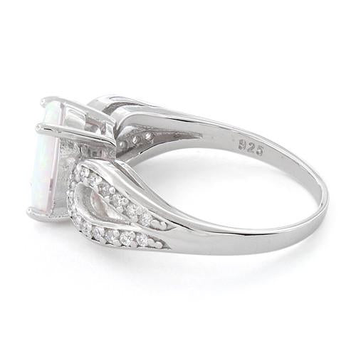 Sterling Silver Oval White Lab Opal CZ Ring