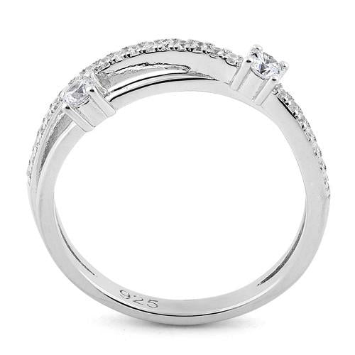 Sterling Silver Overlap CZ Ring