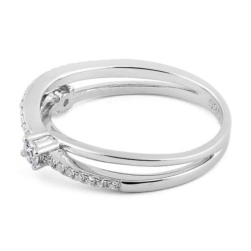 Sterling Silver Overlap CZ Ring