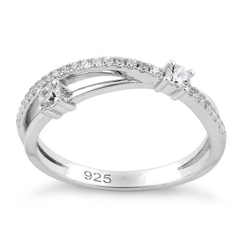 Sterling Silver Overlap CZ Ring