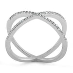Sterling Silver Overlapping X CZ Ring