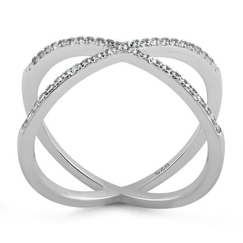 Sterling Silver Overlapping X CZ Ring