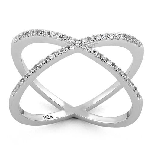 Sterling Silver Overlapping X CZ Ring