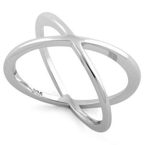 Sterling Silver Overlapping X Ring