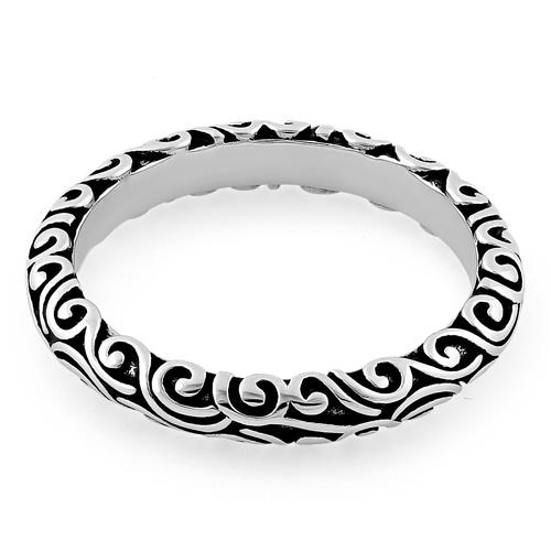 Sterling Silver Oxidized Bali Band Ring