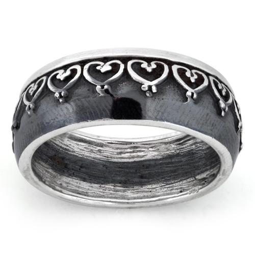 Sterling Silver Oxidized Heart Eternity Ring