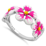 Sterling Silver Hand-Painted Plumeria Ring