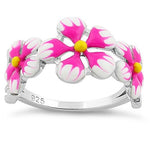 Sterling Silver Hand-Painted Plumeria Ring