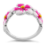 Sterling Silver Hand-Painted Plumeria Ring