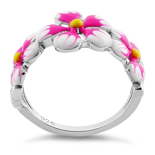 Sterling Silver Hand-Painted Plumeria Ring