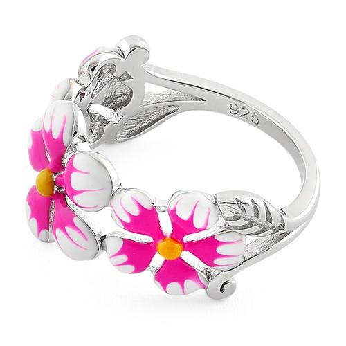 Sterling Silver Hand-Painted Plumeria Ring