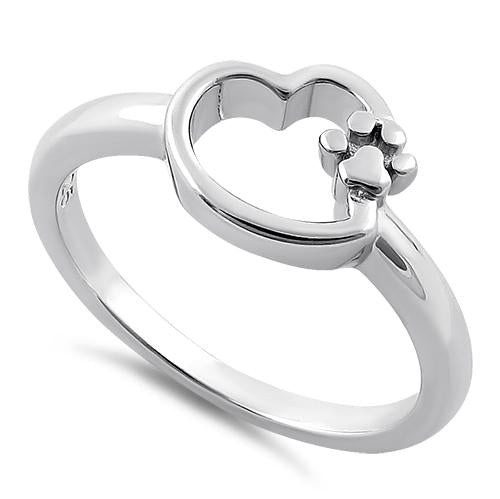 Sterling Silver Paw & Heart Ring