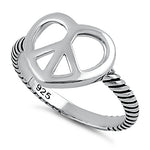 Sterling Silver Peace Heart Ring