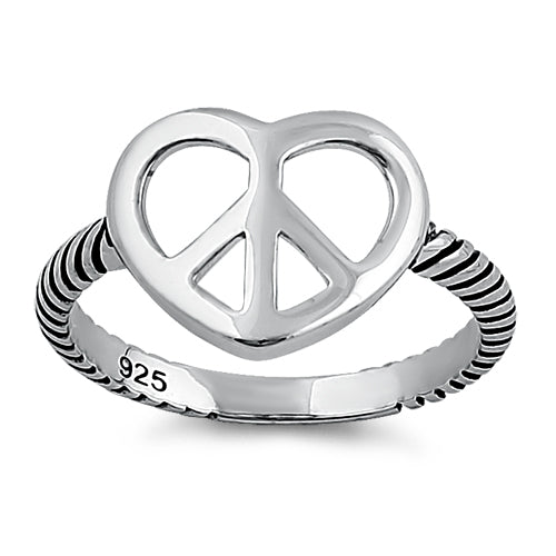Sterling Silver Peace Heart Ring