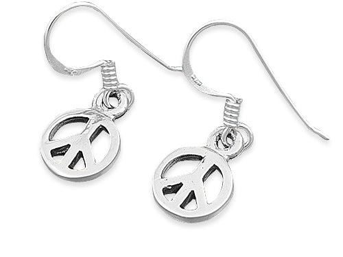 Sterling Silver Peace Sign Earrings