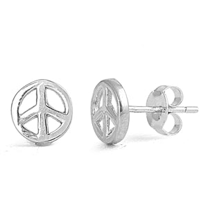Sterling Silver Peace Sign Earrings