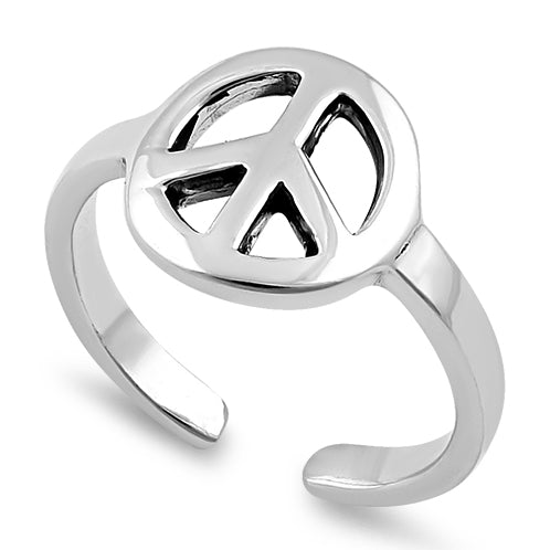 Sterling Silver Peace Sign Toe Ring