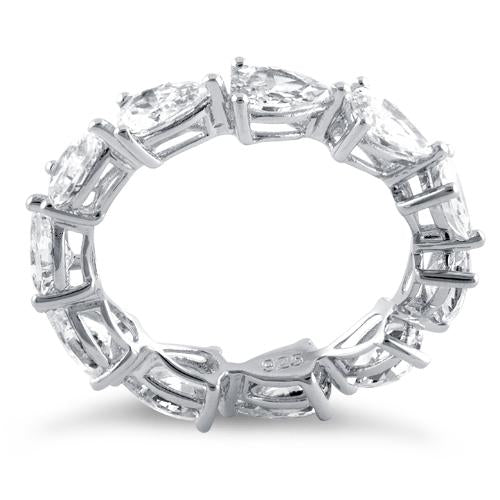 Sterling Silver Pear Clear CZ Eternity Ring