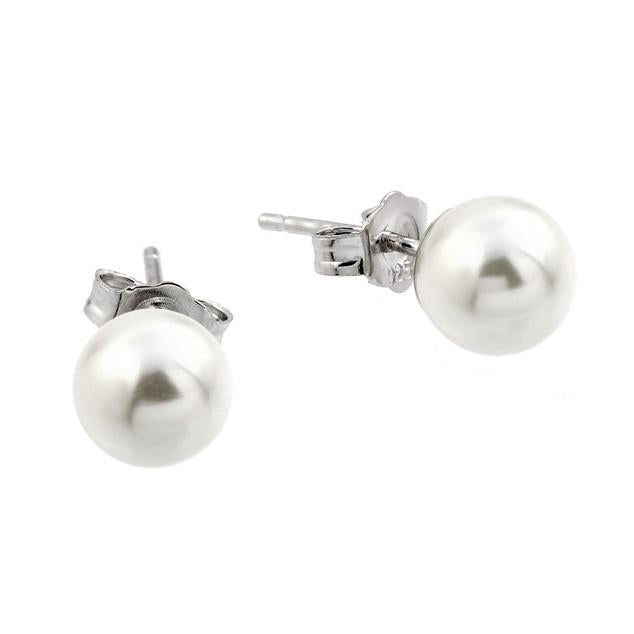 Sterling Silver Synthetic Pearl 6MM Earrings