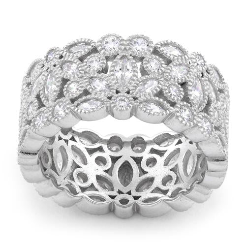 Sterling Silver Petal Eternity CZ Ring