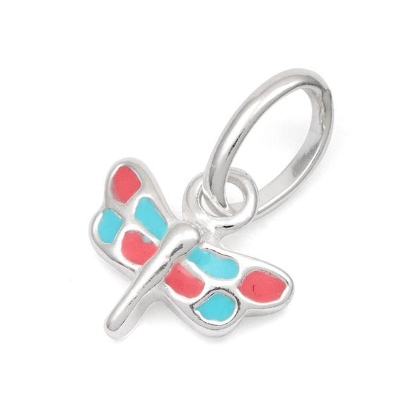 Sterling Silver Pink and Blue Enamel Dragonfly Small Charm