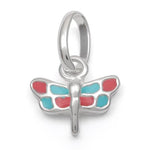 Sterling Silver Pink and Blue Enamel Dragonfly Small Charm