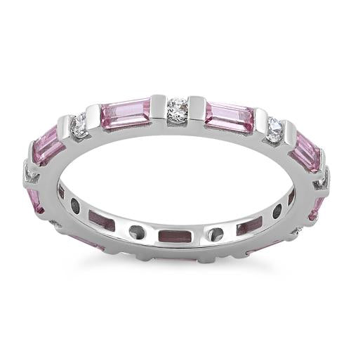 Sterling Silver Pink and White CZ Eternity Ring