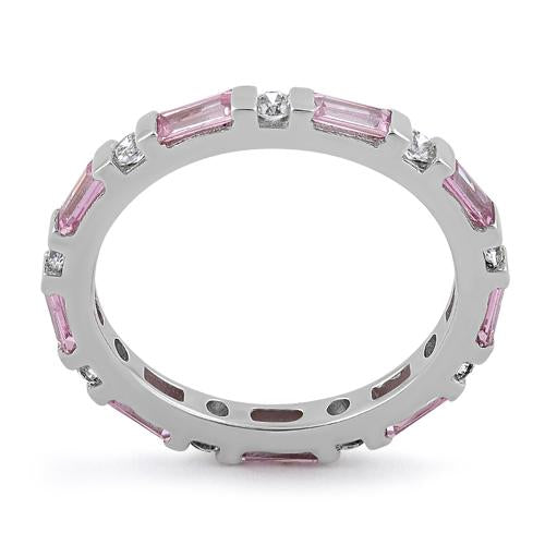 Sterling Silver Pink and White CZ Eternity Ring