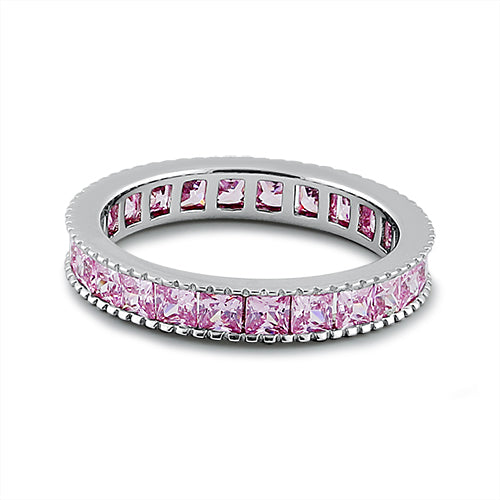 Sterling Silver Pink Eternity Band Ring