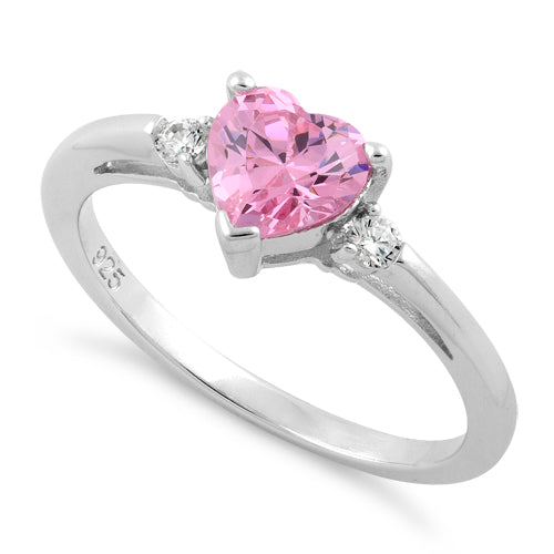 Sterling Silver Pink Heart CZ Ring